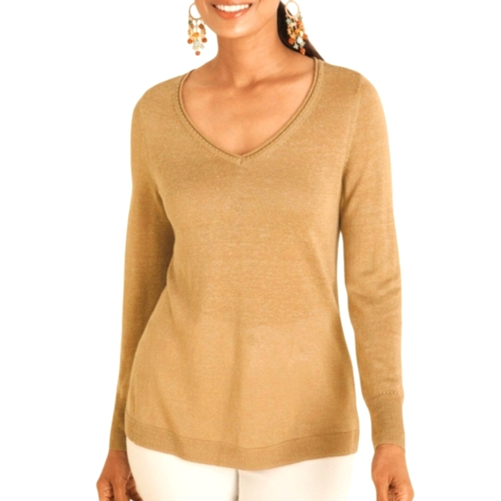 Chicos Sweater Long Sleeve Vneck Lightweight Pullover Top